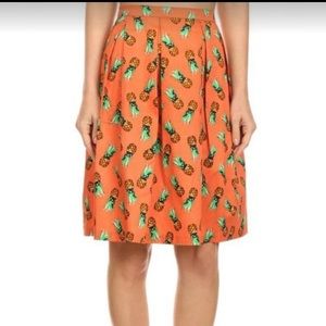 Orange Floral A-Line Skirt